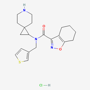 molecular formula C20H26ClN3O2S B6674260 N-(6-azaspiro[2.5]octan-2-yl)-N-(thiophen-3-ylmethyl)-4,5,6,7-tetrahydro-1,2-benzoxazole-3-carboxamide;hydrochloride 