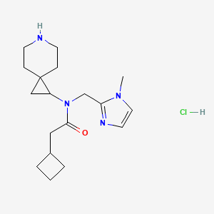 molecular formula C18H29ClN4O B6674307 N-(6-azaspiro[2.5]octan-2-yl)-2-cyclobutyl-N-[(1-methylimidazol-2-yl)methyl]acetamide;hydrochloride 