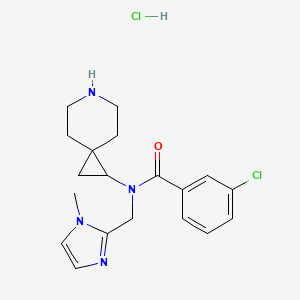 molecular formula C19H24Cl2N4O B6674315 N-(6-azaspiro[2.5]octan-2-yl)-3-chloro-N-[(1-methylimidazol-2-yl)methyl]benzamide;hydrochloride 