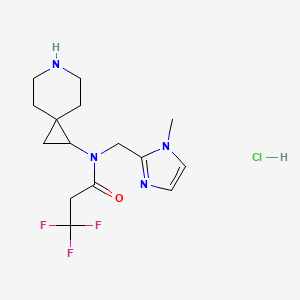 molecular formula C15H22ClF3N4O B6674340 N-(6-azaspiro[2.5]octan-2-yl)-3,3,3-trifluoro-N-[(1-methylimidazol-2-yl)methyl]propanamide;hydrochloride 