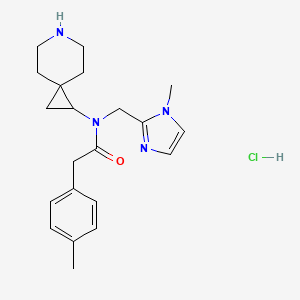 molecular formula C21H29ClN4O B6674363 N-(6-azaspiro[2.5]octan-2-yl)-N-[(1-methylimidazol-2-yl)methyl]-2-(4-methylphenyl)acetamide;hydrochloride 