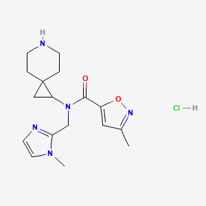 molecular formula C17H24ClN5O2 B6674373 N-(6-azaspiro[2.5]octan-2-yl)-3-methyl-N-[(1-methylimidazol-2-yl)methyl]-1,2-oxazole-5-carboxamide;hydrochloride 