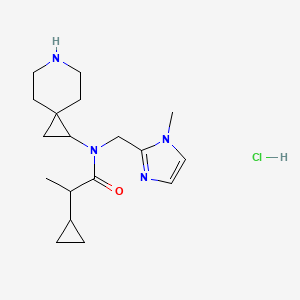 molecular formula C18H29ClN4O B6674377 N-(6-azaspiro[2.5]octan-2-yl)-2-cyclopropyl-N-[(1-methylimidazol-2-yl)methyl]propanamide;hydrochloride 