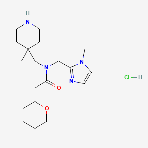 molecular formula C19H31ClN4O2 B6674390 N-(6-azaspiro[2.5]octan-2-yl)-N-[(1-methylimidazol-2-yl)methyl]-2-(oxan-2-yl)acetamide;hydrochloride 