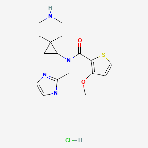 molecular formula C18H25ClN4O2S B6674396 N-(6-azaspiro[2.5]octan-2-yl)-3-methoxy-N-[(1-methylimidazol-2-yl)methyl]thiophene-2-carboxamide;hydrochloride 