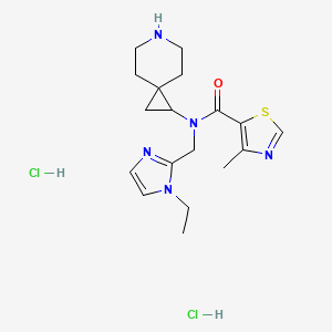 molecular formula C18H27Cl2N5OS B6674402 N-(6-azaspiro[2.5]octan-2-yl)-N-[(1-ethylimidazol-2-yl)methyl]-4-methyl-1,3-thiazole-5-carboxamide;dihydrochloride 