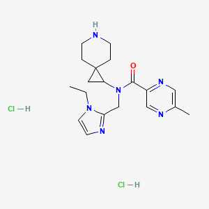 molecular formula C19H28Cl2N6O B6674410 N-(6-azaspiro[2.5]octan-2-yl)-N-[(1-ethylimidazol-2-yl)methyl]-5-methylpyrazine-2-carboxamide;dihydrochloride 