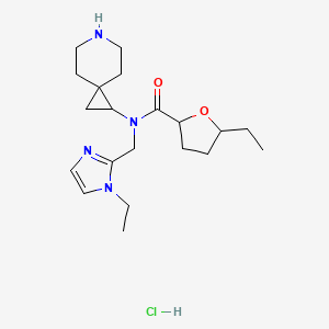 molecular formula C20H33ClN4O2 B6674418 N-(6-azaspiro[2.5]octan-2-yl)-5-ethyl-N-[(1-ethylimidazol-2-yl)methyl]oxolane-2-carboxamide;hydrochloride 