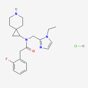 molecular formula C21H28ClFN4O B6674423 N-(6-azaspiro[2.5]octan-2-yl)-N-[(1-ethylimidazol-2-yl)methyl]-2-(2-fluorophenyl)acetamide;hydrochloride 