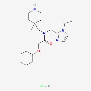 molecular formula C21H35ClN4O2 B6674440 N-(6-azaspiro[2.5]octan-2-yl)-2-cyclohexyloxy-N-[(1-ethylimidazol-2-yl)methyl]acetamide;hydrochloride 