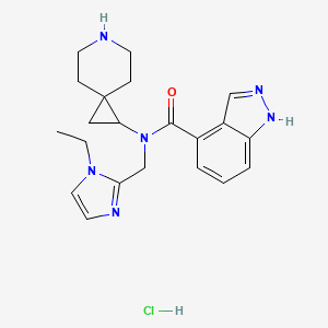 molecular formula C21H27ClN6O B6674453 N-(6-azaspiro[2.5]octan-2-yl)-N-[(1-ethylimidazol-2-yl)methyl]-1H-indazole-4-carboxamide;hydrochloride 