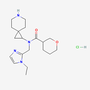 molecular formula C19H31ClN4O2 B6674463 N-(6-azaspiro[2.5]octan-2-yl)-N-[(1-ethylimidazol-2-yl)methyl]oxane-3-carboxamide;hydrochloride 