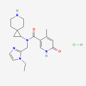 molecular formula C20H28ClN5O2 B6674484 N-(6-azaspiro[2.5]octan-2-yl)-N-[(1-ethylimidazol-2-yl)methyl]-4-methyl-6-oxo-1H-pyridine-3-carboxamide;hydrochloride 