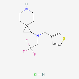 molecular formula C14H20ClF3N2S B6675046 N-(thiophen-3-ylmethyl)-N-(2,2,2-trifluoroethyl)-6-azaspiro[2.5]octan-2-amine;hydrochloride 