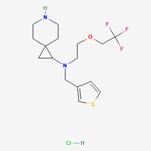 molecular formula C16H24ClF3N2OS B6675062 N-(thiophen-3-ylmethyl)-N-[2-(2,2,2-trifluoroethoxy)ethyl]-6-azaspiro[2.5]octan-2-amine;hydrochloride 