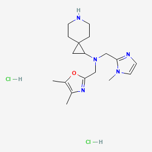 molecular formula C18H29Cl2N5O B6675093 N-[(4,5-dimethyl-1,3-oxazol-2-yl)methyl]-N-[(1-methylimidazol-2-yl)methyl]-6-azaspiro[2.5]octan-2-amine;dihydrochloride 
