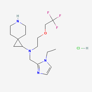 molecular formula C17H28ClF3N4O B6675098 N-[(1-ethylimidazol-2-yl)methyl]-N-[2-(2,2,2-trifluoroethoxy)ethyl]-6-azaspiro[2.5]octan-2-amine;hydrochloride 