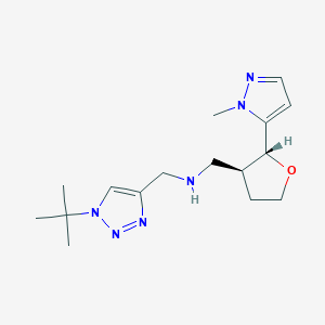 molecular formula C16H26N6O B6675945 N-[(1-tert-butyltriazol-4-yl)methyl]-1-[(2R,3S)-2-(2-methylpyrazol-3-yl)oxolan-3-yl]methanamine 