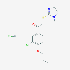 molecular formula C15H20Cl2N2O2S B066761 Acetophenone, 3'-chloro-2-((1-methyl-2-imidazolin-2-yl)thio)-4'-propoxy-, monohydrochloride CAS No. 160518-46-7