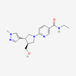 molecular formula C17H23N5O2 B6679227 N-ethyl-6-[(3S,4R)-3-(hydroxymethyl)-4-(1-methylpyrazol-4-yl)pyrrolidin-1-yl]pyridine-3-carboxamide 