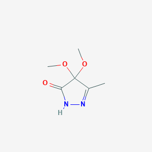 molecular formula C6H10N2O3 B066793 4,4-Dimethoxy-3-methyl-1H-pyrazol-5(4H)-one CAS No. 194279-53-3