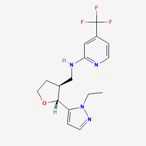 molecular formula C16H19F3N4O B6680086 N-[[(2R,3S)-2-(2-ethylpyrazol-3-yl)oxolan-3-yl]methyl]-4-(trifluoromethyl)pyridin-2-amine 