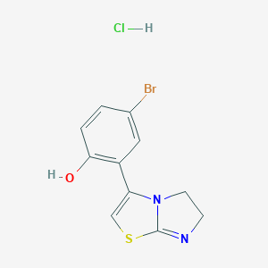 molecular formula C11H10BrClN2OS B066811 Phenol, 4-bromo-2-(5,6-dihydroimidazo(2,1-b)thiazol-3-yl)-, monohydrochloride CAS No. 160518-43-4