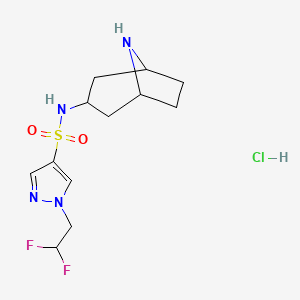 molecular formula C12H19ClF2N4O2S B6682244 N-(8-azabicyclo[3.2.1]octan-3-yl)-1-(2,2-difluoroethyl)pyrazole-4-sulfonamide;hydrochloride 