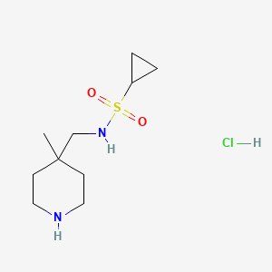 molecular formula C10H21ClN2O2S B6682335 N-[(4-methylpiperidin-4-yl)methyl]cyclopropanesulfonamide;hydrochloride 