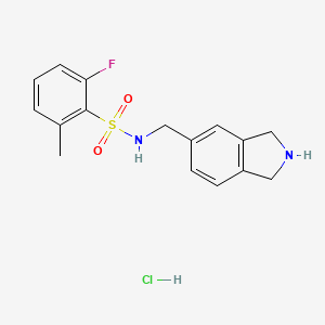 molecular formula C16H18ClFN2O2S B6682347 N-(2,3-dihydro-1H-isoindol-5-ylmethyl)-2-fluoro-6-methylbenzenesulfonamide;hydrochloride 