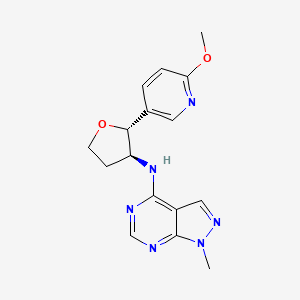 molecular formula C16H18N6O2 B6682916 N-[(2R,3S)-2-(6-methoxypyridin-3-yl)oxolan-3-yl]-1-methylpyrazolo[3,4-d]pyrimidin-4-amine 