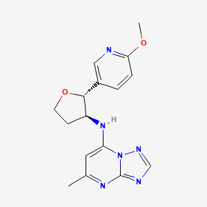 molecular formula C16H18N6O2 B6682925 N-[(2R,3S)-2-(6-methoxypyridin-3-yl)oxolan-3-yl]-5-methyl-[1,2,4]triazolo[1,5-a]pyrimidin-7-amine 