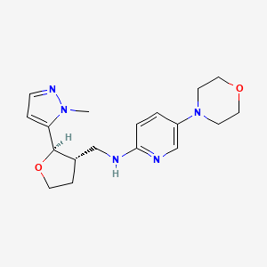 molecular formula C18H25N5O2 B6683436 N-[[(2R,3S)-2-(2-methylpyrazol-3-yl)oxolan-3-yl]methyl]-5-morpholin-4-ylpyridin-2-amine 