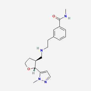 molecular formula C19H26N4O2 B6683500 N-methyl-3-[2-[[(2R,3S)-2-(2-methylpyrazol-3-yl)oxolan-3-yl]methylamino]ethyl]benzamide 