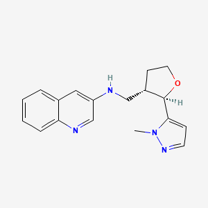 molecular formula C18H20N4O B6683577 N-[[(2R,3S)-2-(2-methylpyrazol-3-yl)oxolan-3-yl]methyl]quinolin-3-amine 