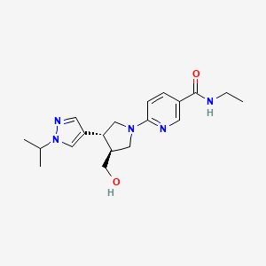 molecular formula C19H27N5O2 B6684786 N-ethyl-6-[(3S,4R)-3-(hydroxymethyl)-4-(1-propan-2-ylpyrazol-4-yl)pyrrolidin-1-yl]pyridine-3-carboxamide 