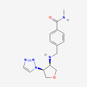 molecular formula C15H19N5O2 B6685534 N-methyl-4-[[[(3R,4S)-4-(triazol-1-yl)oxolan-3-yl]amino]methyl]benzamide 