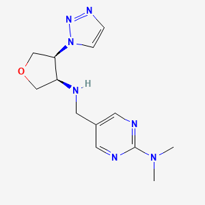 molecular formula C13H19N7O B6685603 N,N-dimethyl-5-[[[(3R,4S)-4-(triazol-1-yl)oxolan-3-yl]amino]methyl]pyrimidin-2-amine 