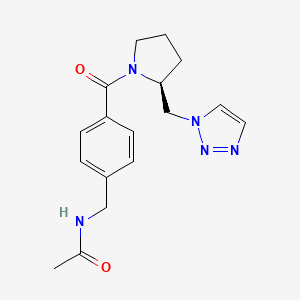 molecular formula C17H21N5O2 B6687259 N-[[4-[(2S)-2-(triazol-1-ylmethyl)pyrrolidine-1-carbonyl]phenyl]methyl]acetamide 