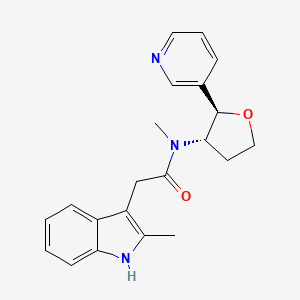 molecular formula C21H23N3O2 B6690278 N-methyl-2-(2-methyl-1H-indol-3-yl)-N-[(2R,3S)-2-pyridin-3-yloxolan-3-yl]acetamide 