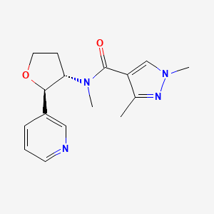 molecular formula C16H20N4O2 B6690293 N,1,3-trimethyl-N-[(2R,3S)-2-pyridin-3-yloxolan-3-yl]pyrazole-4-carboxamide 
