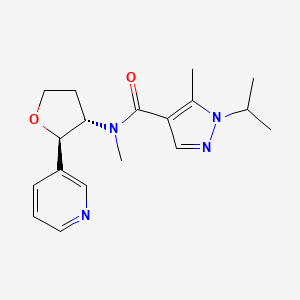 molecular formula C18H24N4O2 B6690378 N,5-dimethyl-1-propan-2-yl-N-[(2R,3S)-2-pyridin-3-yloxolan-3-yl]pyrazole-4-carboxamide 