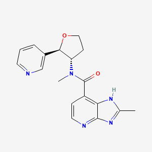 molecular formula C18H19N5O2 B6690389 N,2-dimethyl-N-[(2R,3S)-2-pyridin-3-yloxolan-3-yl]-1H-imidazo[4,5-b]pyridine-7-carboxamide 