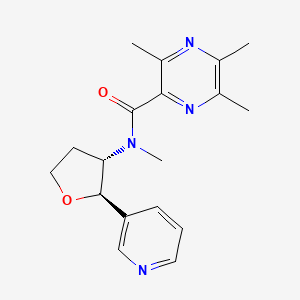 molecular formula C18H22N4O2 B6690441 N,3,5,6-tetramethyl-N-[(2R,3S)-2-pyridin-3-yloxolan-3-yl]pyrazine-2-carboxamide 