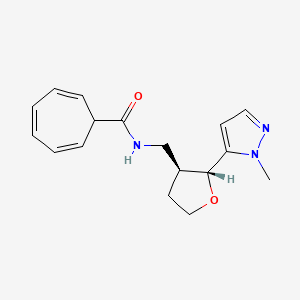 molecular formula C17H21N3O2 B6692798 N-[[(2R,3S)-2-(2-methylpyrazol-3-yl)oxolan-3-yl]methyl]cyclohepta-2,4,6-triene-1-carboxamide 
