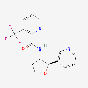 molecular formula C16H14F3N3O2 B6692854 N-[(2R,3S)-2-pyridin-3-yloxolan-3-yl]-3-(trifluoromethyl)pyridine-2-carboxamide 