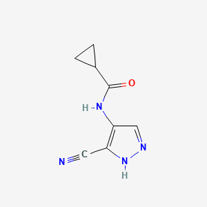 molecular formula C8H8N4O B6693351 N-(5-cyano-1H-pyrazol-4-yl)cyclopropanecarboxamide 