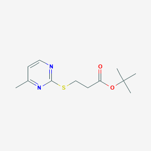 molecular formula C12H18N2O2S B6693454 Tert-butyl 3-(4-methylpyrimidin-2-yl)sulfanylpropanoate 