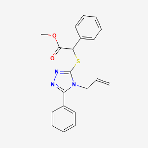 molecular formula C20H19N3O2S B6693474 Methyl 2-phenyl-2-[(5-phenyl-4-prop-2-enyl-1,2,4-triazol-3-yl)sulfanyl]acetate 