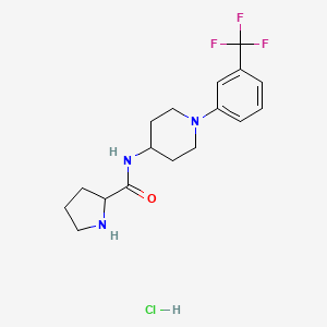 molecular formula C17H23ClF3N3O B6693707 N-[1-[3-(trifluoromethyl)phenyl]piperidin-4-yl]pyrrolidine-2-carboxamide;hydrochloride 